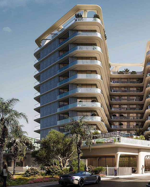 Elevation-with-Purpose Imtiaz Enre rises across 9 residential floors above a landscaped podium