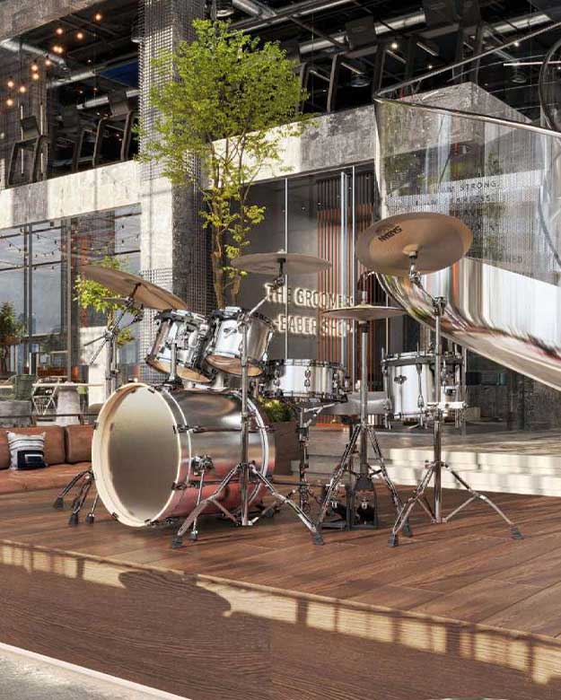 Music studio with playful details