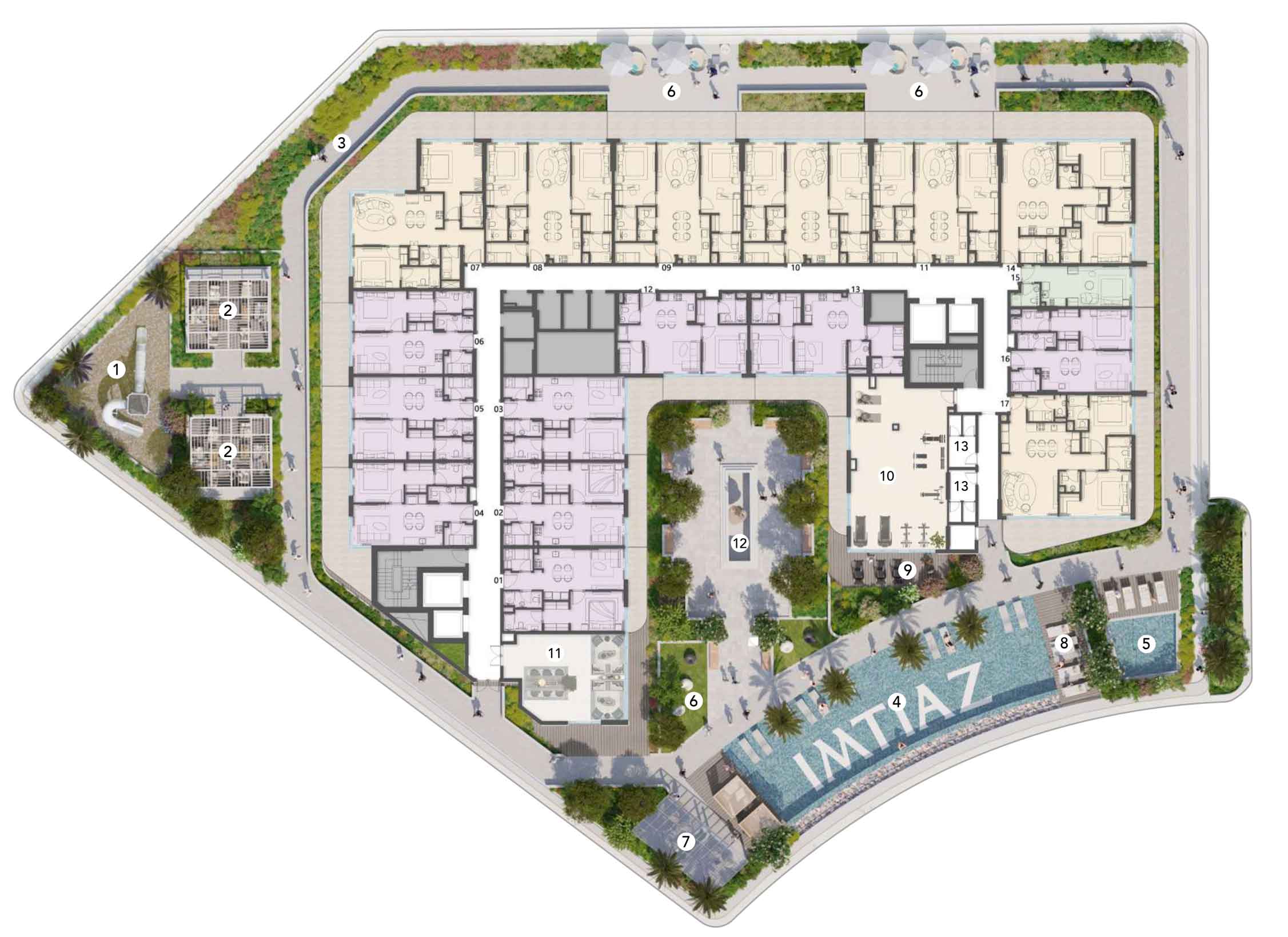Podium-Level-Residence-and-Amenities Apartments at Enre by Imtiaz giving direct podium access