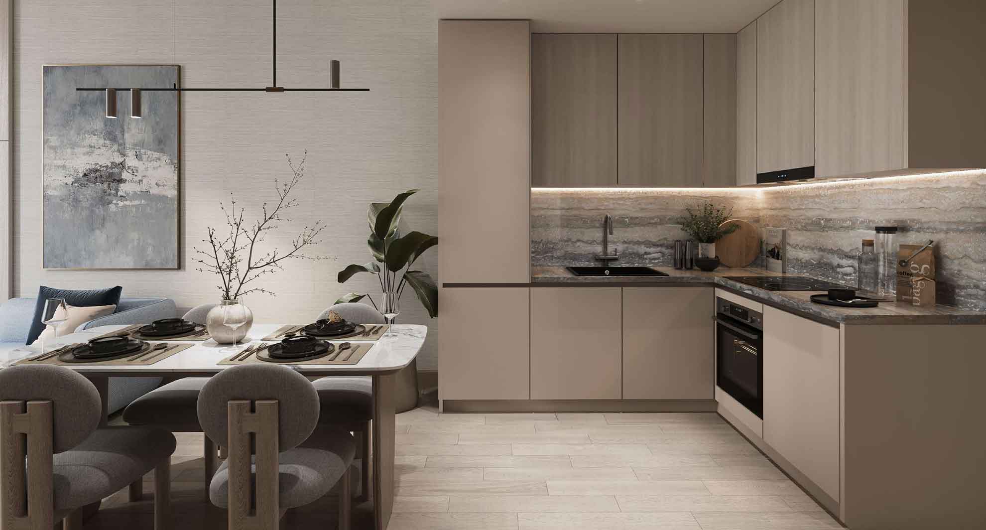 Connected Living and Dining Area